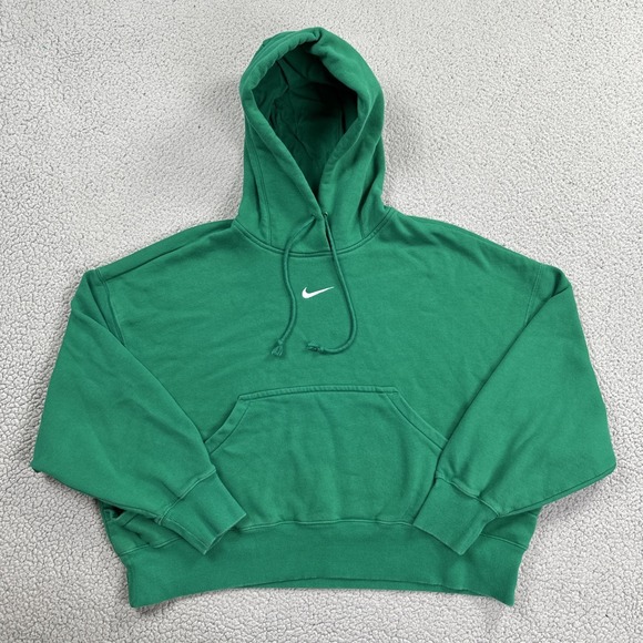 Nike Tops - Nike Center Swoosh Phoenix Fleece Hoodie Women Medium Green Logo DQ5858-365